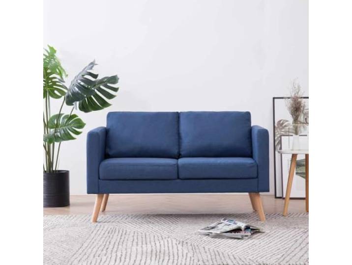 HEFZGDB Stilvolles 2-Sitzer-Sofa in Blau mit Stoffbezug – Bequeme Couch für Wohn- und Geschäftsräume, Breite Sitzfläche mit Dickpolsterung, Abnehmbare Maschinenwaschbare Kissen,