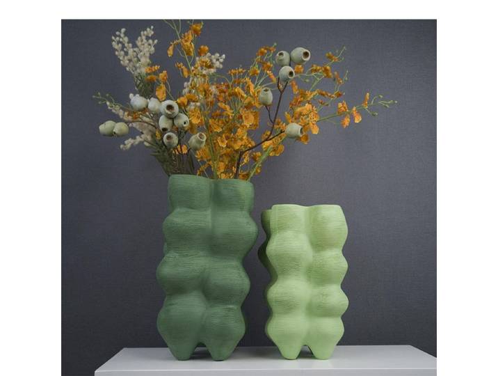Vase à bulles vert en résine, artisanat, Pots de fleurs, décoration de bureau, ameublement, Arrangement de fleurs, décor moderne, Vases floraux