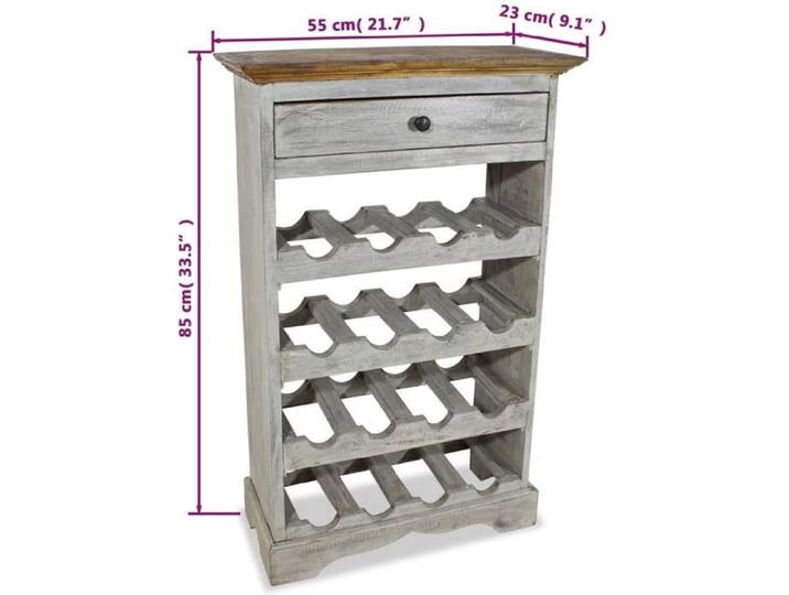 Casier à bouteilles en bois d'acajou - WIENS - 55x23x85 cm - Brun - Artisanal - Style antique - Durable - Robuste