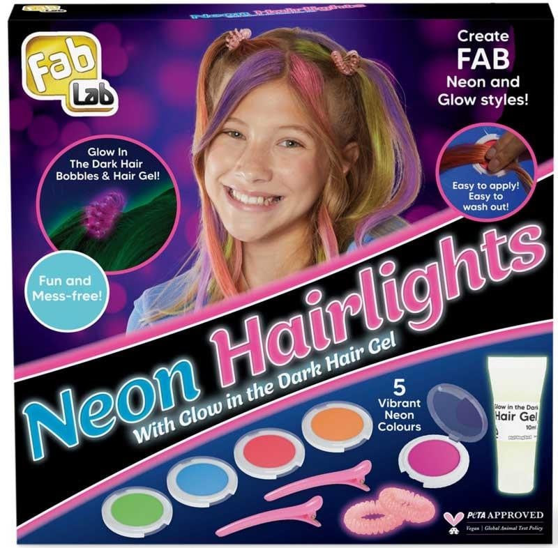 Neonhighlights Haarkleurset voor kinderen met kleurrijke haarverf