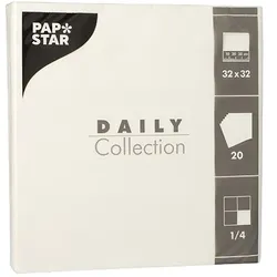 PAPSTAR 20 Servietten "DAILY Collection" 1/4-Falz 32 cm x 32 cm weiss (89612, 20 Stück)