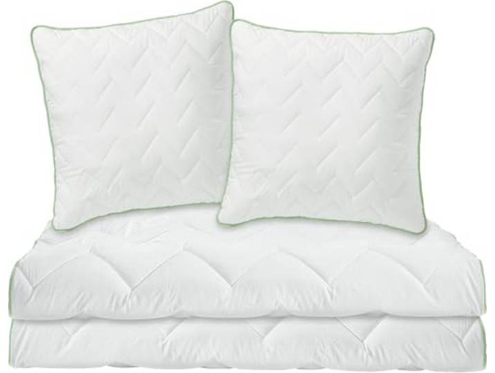 Erwin Müller Bett-Set 4-TLG. Inn, Steppbett, Kissen Seersucker weiß Größe 135x200 cm (80x80 cm) - Wärmestufe 3, Feuchtigkeitsabtransport, Liegekomfort anschmiegsam, pflegeleicht