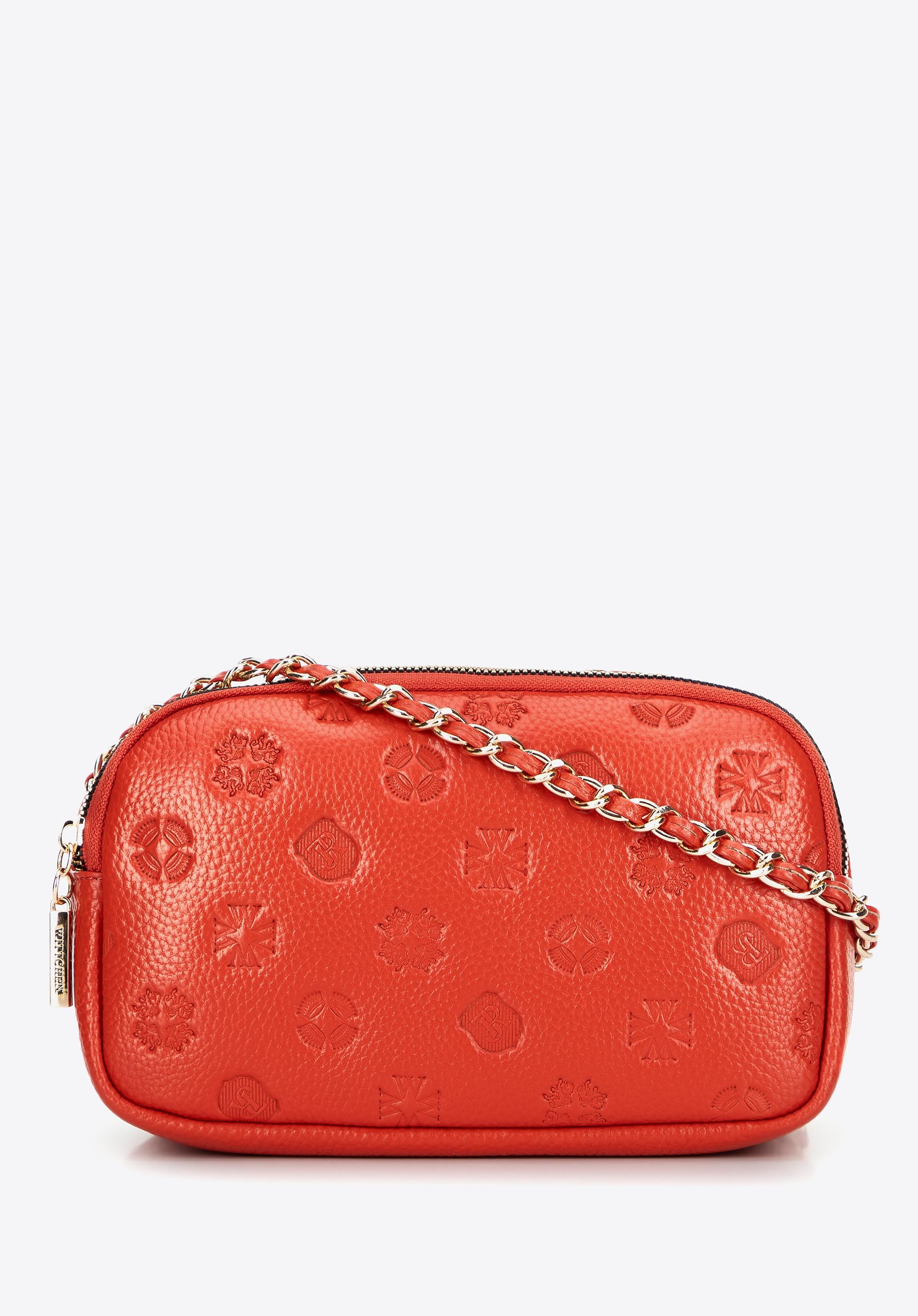 Wittchen Dames Leren Crossbody Tas met Ketting, Oranje, Natuurlijk Leer