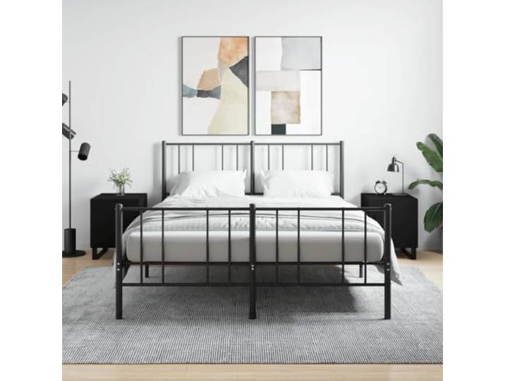 HEFZGDB Moderne Nachttische 2 STK. Schwarz 40x40x50 cm Holzwerkstoff mit Metallfüßen und geräumigem Stauraum, langlebiges Material für Schlafzimmer Einrichtung und praktische