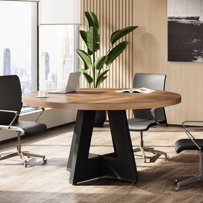 OEM "47"" Round Conference Table Meeting Room Table with Thickened Top Wood Base Modern Training Desk for Conference/Seminar Room"