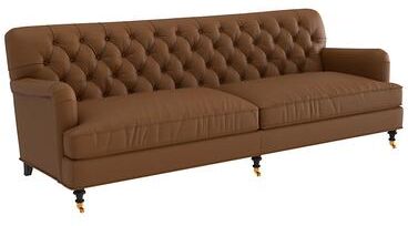 Maggie 96 Inch Leather Sofa - Saddle Leather, Saddle Latte - Ballard Designs
