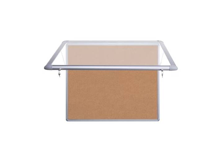 Bi-Office Mastervision wetterfester Schaukasten Vitrine, Schwingtür nach oben, Whiteboard, Mangetische Innenfläche, geeignet für 8 x DIN A4, Rahmen weiß, abschliessbar