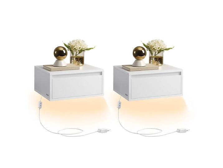2 Nachttische-Set SONGMICS LIGHTY 40x35x18cm wolkenweiss melamin