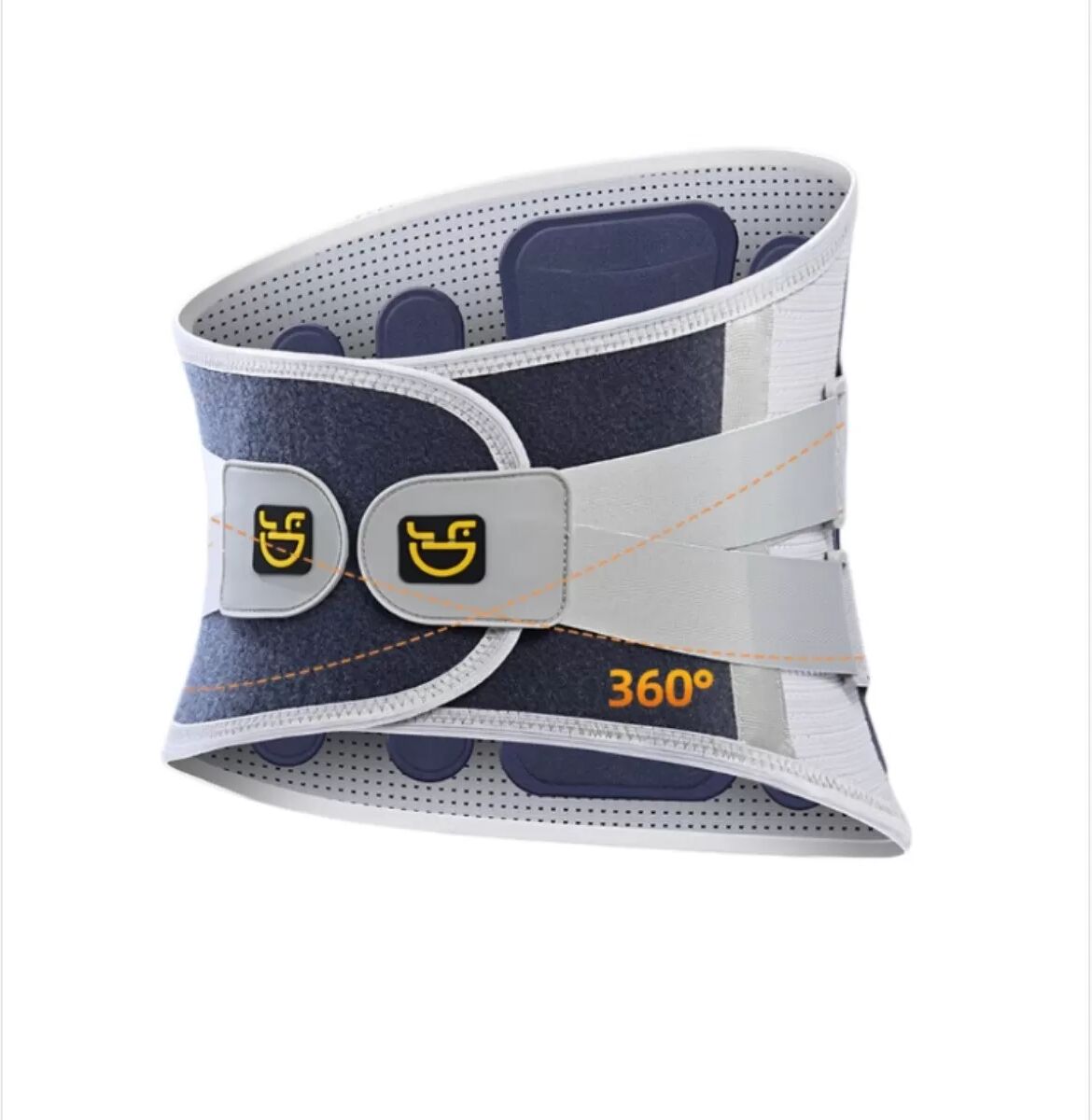 INF Lendenwirbelstützgürtel für Bandscheibenprotrusion – Stahlplatten 360°-Wickel, atmungsaktives Grau-Blau, Unisex (M/L/XL) XL