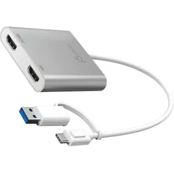j5Create USB-C zu, Video Adapter, Silber