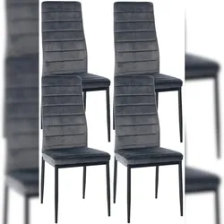 Proregal CHEFGASTRO 4er Set Esszimmerstuhl VANCOUVER Samt HxBxT 99x41,5x40cm Grau Küchenstuhl