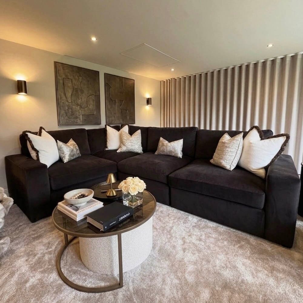 Tribeca Chocolate Brown Velvet Large Left Hand Facing Corner Sofa