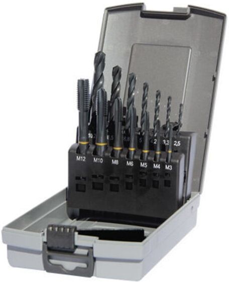 Gühring Maschinen-Gewindebohrer Satz HSSE M3-M12 14 Teile Durchgangsloch rechts dampfbehandelt (5696 17.100)