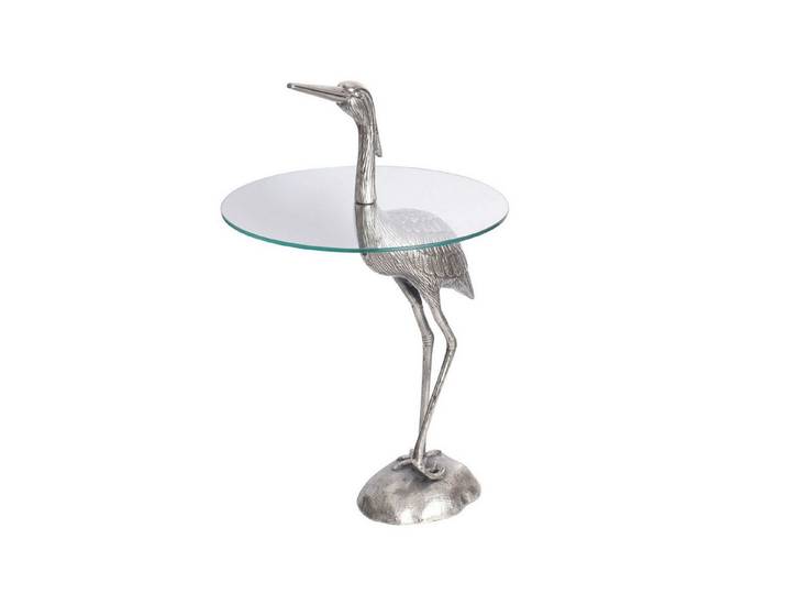 Licht-Erlebnisse Beistelltisch MECCA, Handarbeit aus Hartglas Metall in Silber 50 x 50 x 88 cm (LxBxH)