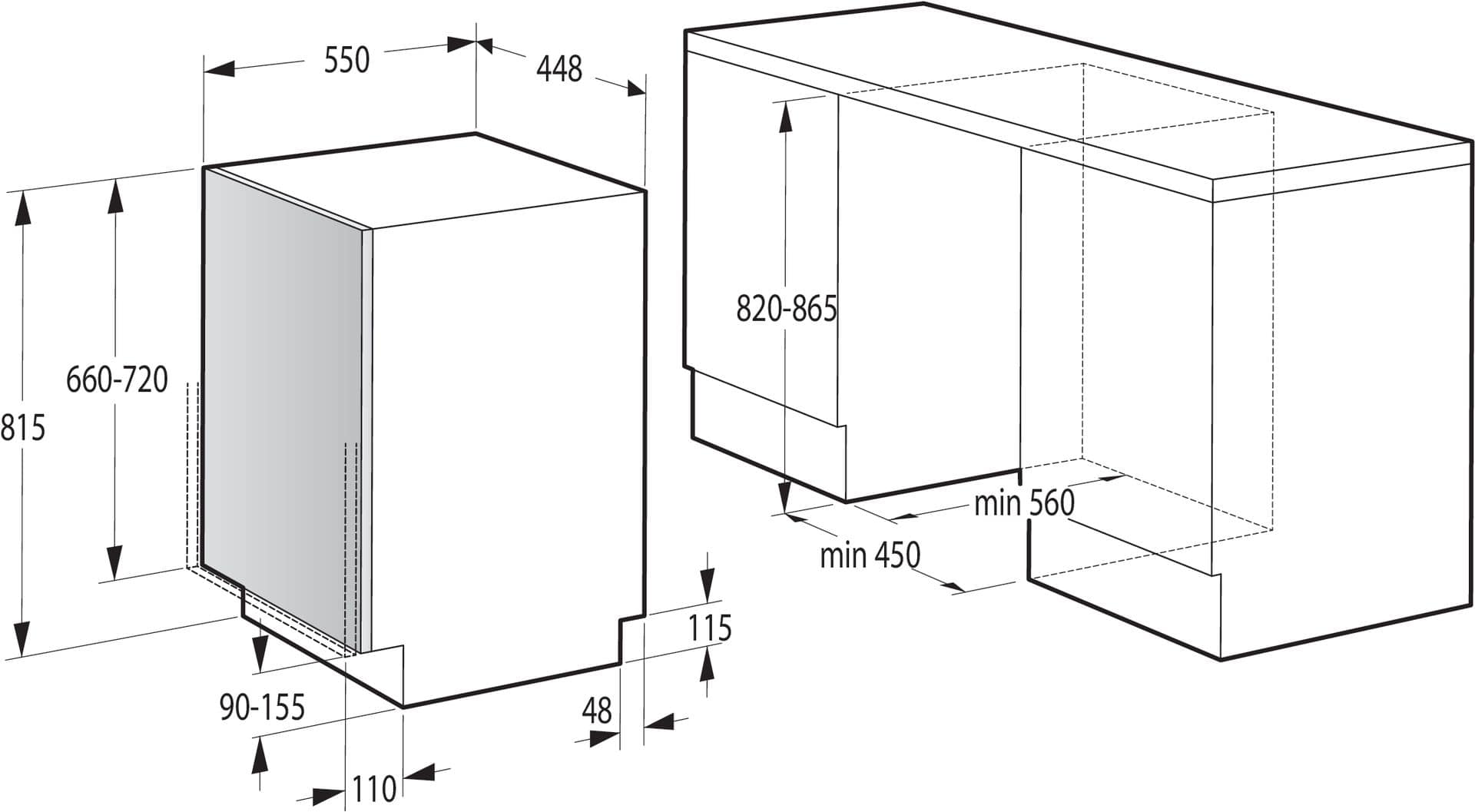 Gorenje GV561D10 45 cm Geschirrspüler vollintegriert (ohne Front) Leise 11 Maßgedecke aquaStop Funktion Restwärme 737468