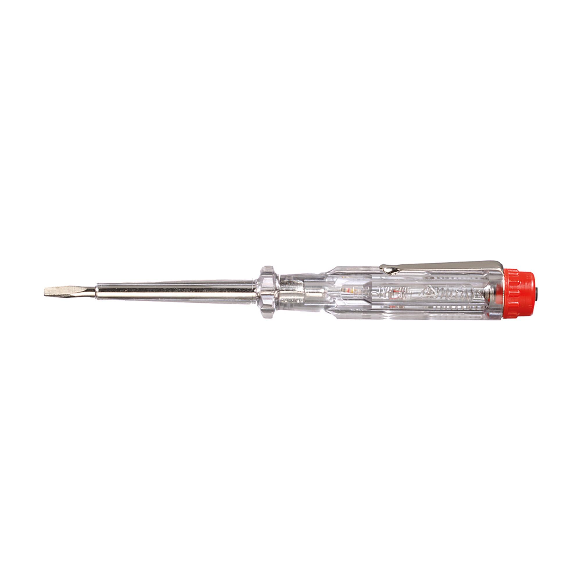 Wiha Spannungsprüfer 220-250 Volt Schlitz transparent, mit Ansteckclip 3,0 mm x 60 mm (05271)