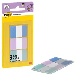 Post-it Index Haftstreifen »Index® Strong« 38,1 x 25,4 mm 36 Blatt gesamt blau / lila / Grün blau, 3.81x2.54 cm