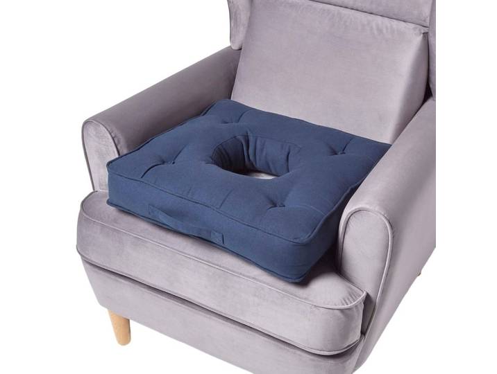 SITZKISSEN mit Aussparung dunkelblau 50/50/10 cm – Entlastungskissen, Baumwolle