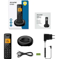 Alcatel E160 Duo Schwarz Schnurloses DECT-Telefon, Telefon, Schwarz