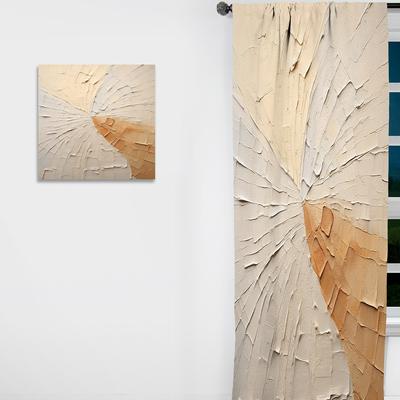 DESIGN ART "Designart ""Graceful Minimalism Beige and Gold muted art"" Minimalism Curtain - Blackout Abstract Curtain - 1 Panel"