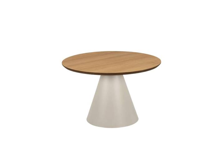 Table basse ronde en bois et métal grège d65