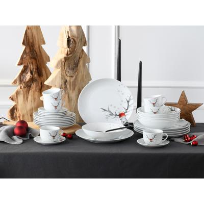 Kombiservice CREATABLE "Luna Hirsch", weiß, 30 Stk., Porzellan, Geschirr-Sets, Kombiservice, winterliches Hirsch-Motiv