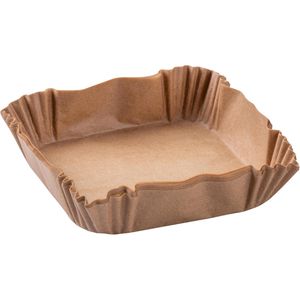 Fackelmann Backpapier für Heißluftfritteusen, 16 x 16 cm, braun, Antihaft-Beschichtung, 50 Stück