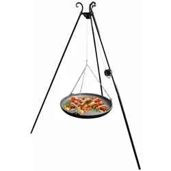 OutInFire Gartengrill mit Grill Focal-Stativ mit Rolle + Gusseisenpfanne 63 cm