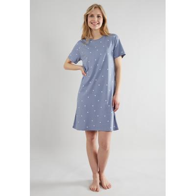 Nachthemd TOM TAILOR, Damen, Gr. 44, N-Gr, Single Jersey, blau (blau, mittel, punkte), Single Jersey, Obermaterial: 100% Baumwolle, Kleider Nachthemd, Single Jersey Qualität