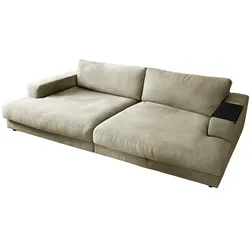 BIG SOFA XL MIT TABLETT MADELINE Cremeweiß Webstoff