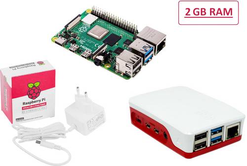 Raspberry Pi Essentials Kit 4 B 2GB 4 x 1.5GHz inkl. Netzteil, inkl. Gehäuse