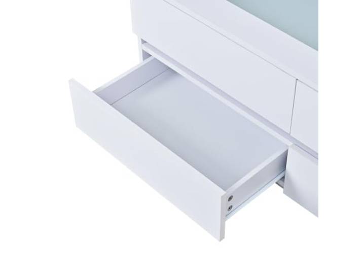 Couchtisch 100x50x40cm weiß mit Schubladen & LED Spanplatte, weißer Hochglanz, 70x70x36 cm, LED, Bluetooth, USB, für Wohnzimmer