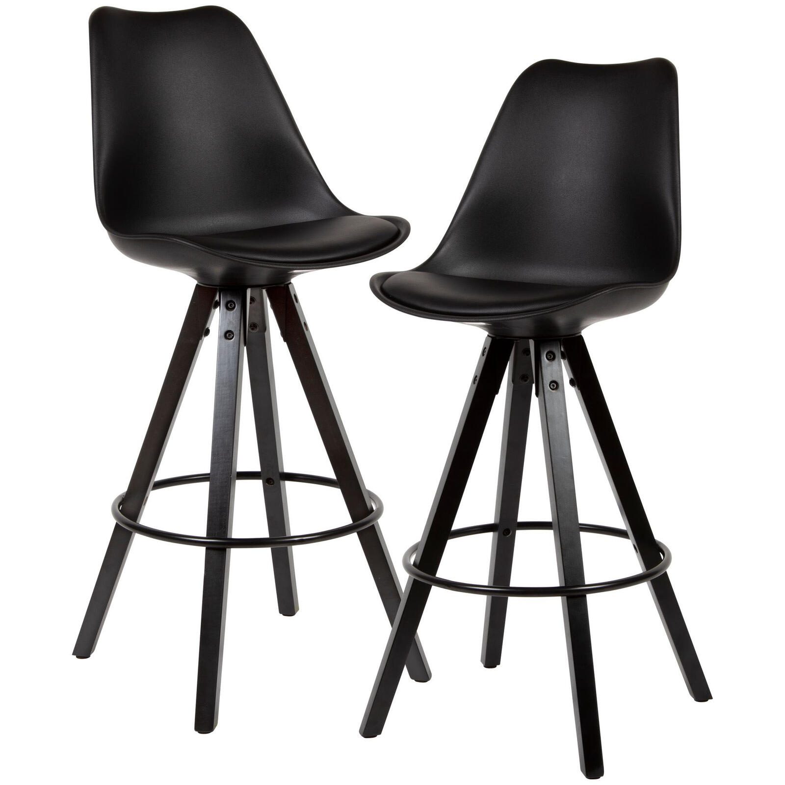 WOHNLING 2er Set Barhocker WL6.126 Kunstleder schwarz