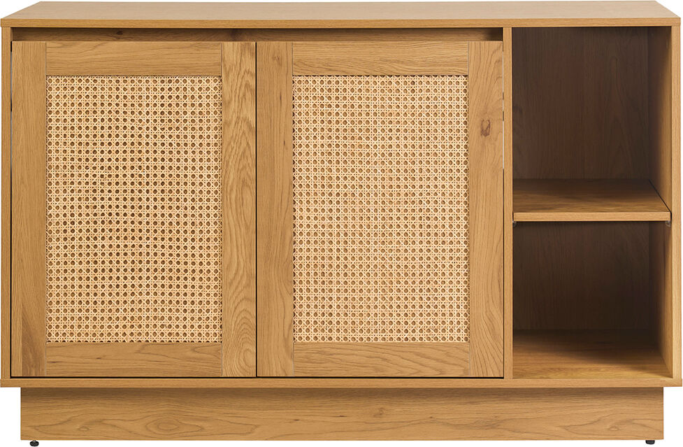 Miliboo Badmöbel in heller Holzoptik, Eiche und Rattangeflecht B120 cm ALICANTE