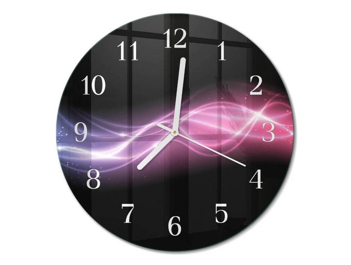 Tulup Wanduhr fi30 cm - Abstrakte Linien, Lila, Glas, Rund, 30x30x0.4 cm, Dekoration, Uhren, Wanduhren