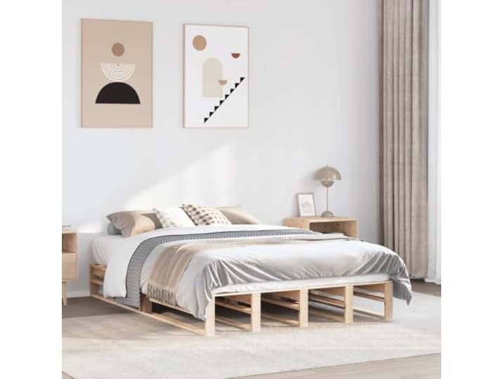 Massives Kiefernholz stabiles Bettgestell klassisch 120x200 cm Braun Massivholzbett ohne Matratze 120x200 cm Kiefernholz Bettgestell stabil langlebig Lattenrost Holzrahmen Schlafzimmer