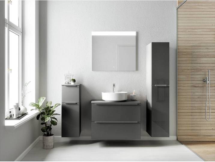 Waschtisch MYBA IX 80cm Braun/Hochglanz Grau