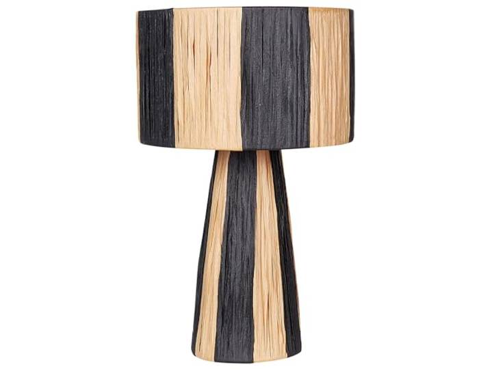 Beliani Lampe à poser Boho Raphia Noir et Beige Welmel