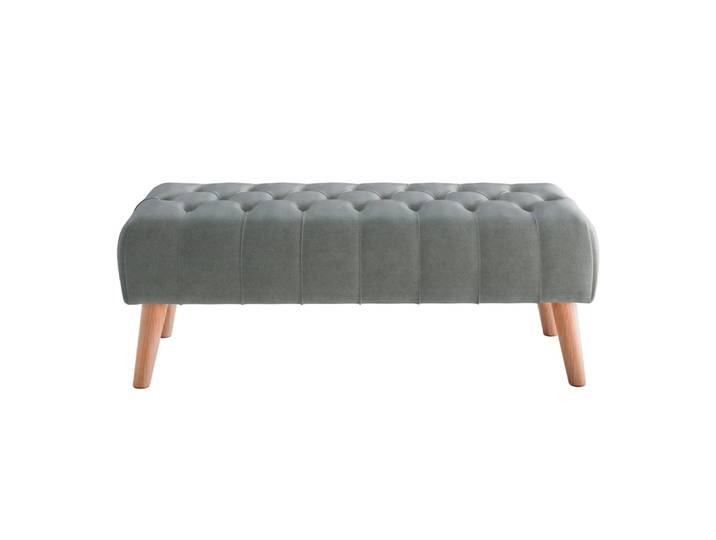 Banc de lit gris 100x49x41, tissu capitonné antitaches