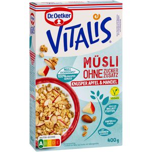 Dr.Oetker Müsli Vitalis ohne Zuckerzusatz, Knusper Apfel & Mandel, 400 g