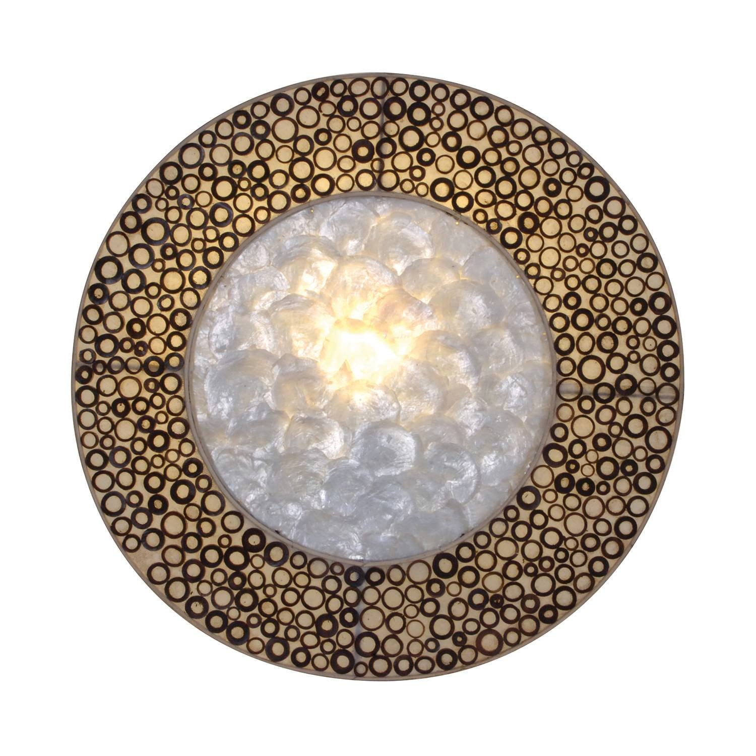 home24 Wandlamp Bangkok, Bruin/Beige, Hout, Diameter: 50 cm, E27