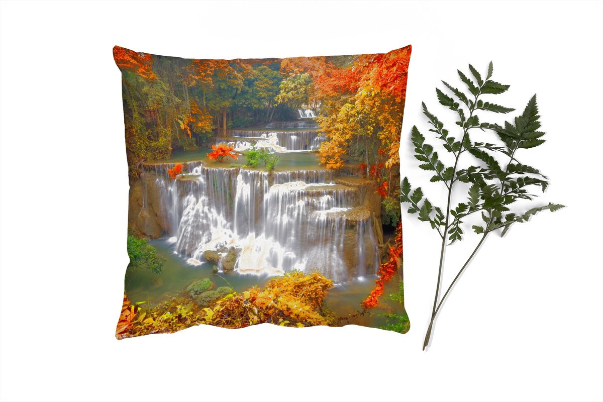 PillowMonkey Sierenkussen Bomen Waterval Herfst 40 x 40 cm