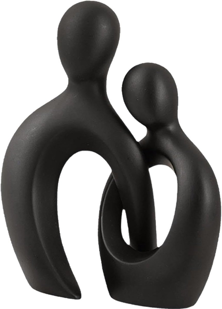 SnelShoppen Zwarte Abstracte Kunst Sculptuur Moderne Koppelsculptuur met Kus voor Decoratie in de Woonkamer, Bar of het Kantoor