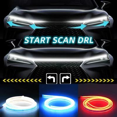 Inspire Select Car Hood Light Strip Dynamic Start Up Scanning DRL With Sequential Turn Signal & Ambient Lighting 70.9 In scan blue