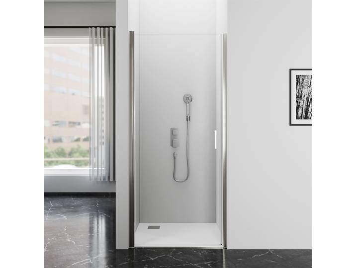 Duschtür 80cm MARWELL Dusch-Schwingtür BRIGHT chrom Drehtür - 80x195cm - seitenverkehrt aufbaubar - justierbares Wandprofil - hochwertige Aluminiumprofile