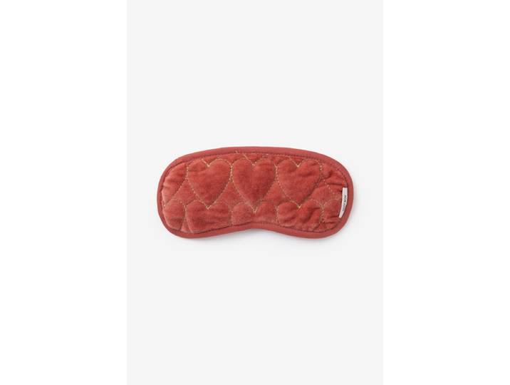 Roze velvet oogmasker met gewatteerde hartjes