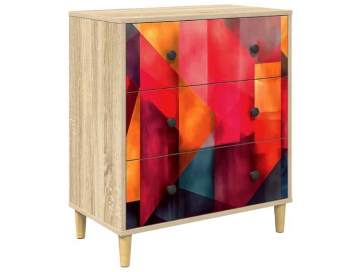 KLGBNCVE Kommode HEESCH Farbenblockdruck 66 x 36,5 x 75 cm Holzwerkstoff Erhöhte Füße, verstärkte Struktur, Farbenblockdruck, Schlafzimmer, Flur, Ankleide, Kleidung, Accessoires