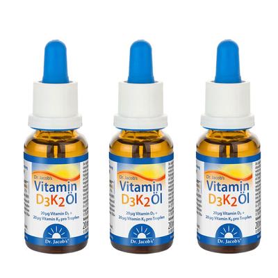Vitamin D3K2 OEL DR Jacobs 3er-Pack 3x20 ml Tropfen zum Einnehmen