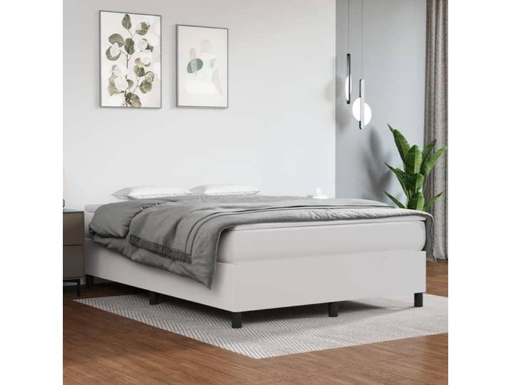 Cadre de lit à lattes blanc 140x190 cm similicuir - Cadre durable - design élégant(17919)