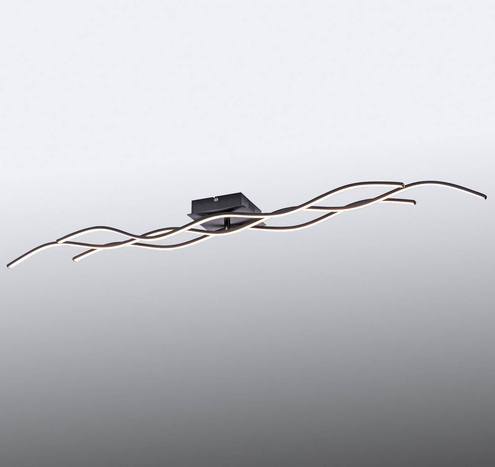 JUST LIGHT. GmbH LED Ceiling Light Wave, Black, Living / Dining Room, metal, Modern, Ceiling Light
